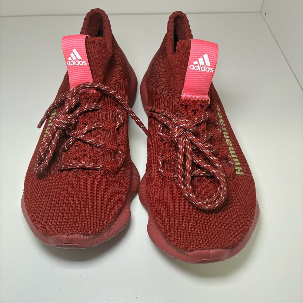 Adidas x Pharrell Human Race Sichona Kids Burgundy Sneakers with Pink Accents